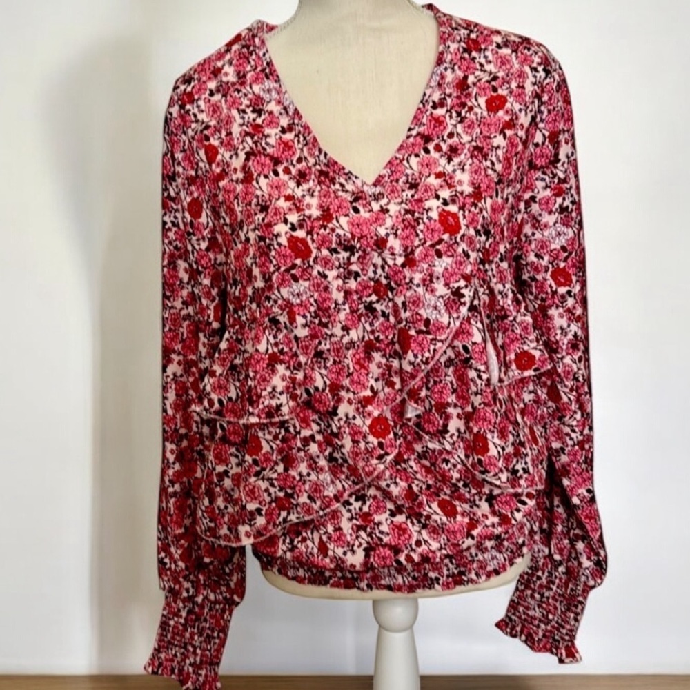 NWT VALENTINES NORACORA MED TOP ROMANTIC LAYERED RUFFLES SMOCKED WAIST & CUFFS